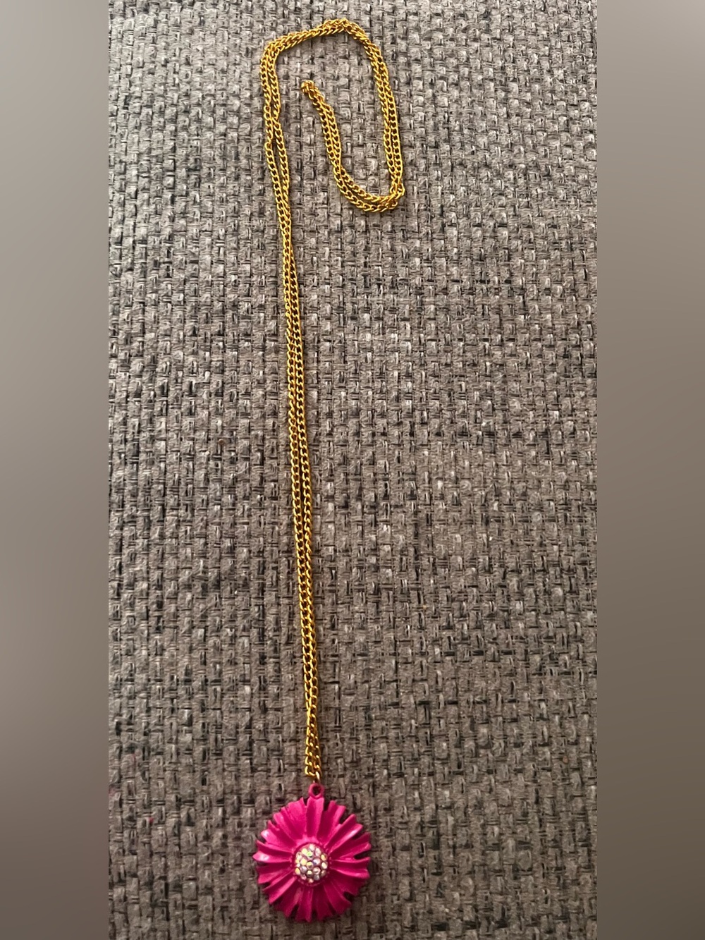 Gold Chain Necklace with Pink Accent